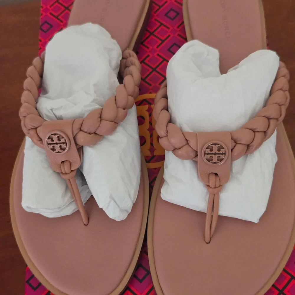 Tory Burch Pink Braided Sandals - Picture 2 of 7